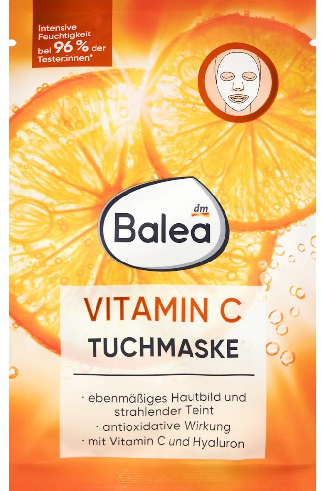 Balea Vitamin C Sheet Face Mask for Radiant Skin - Single Piece