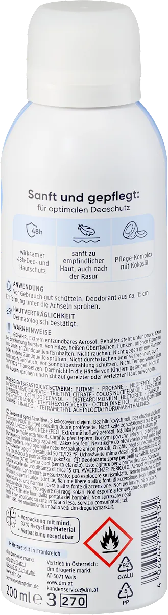 Sensitive Deodorant Spray, Gentle and Safe for Sensitive Skin by Balea - 200 ml