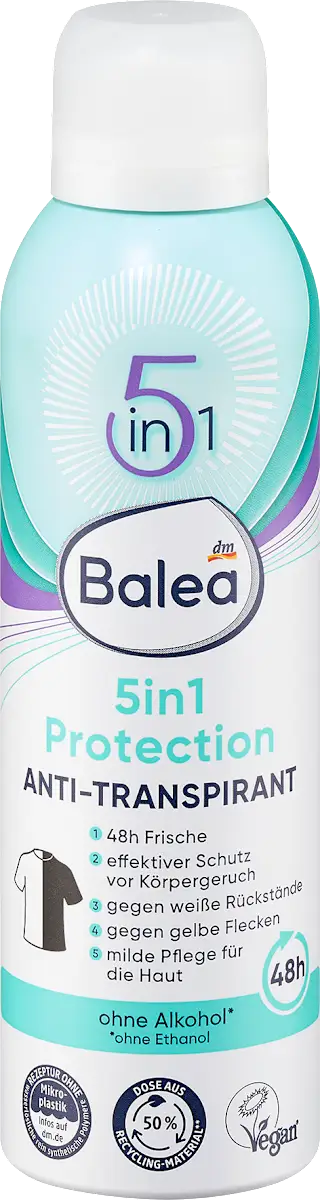 5-in-1 Protection Antiperspirant Spray for Comprehensive and Reliable Defense by Balea - 200 ml