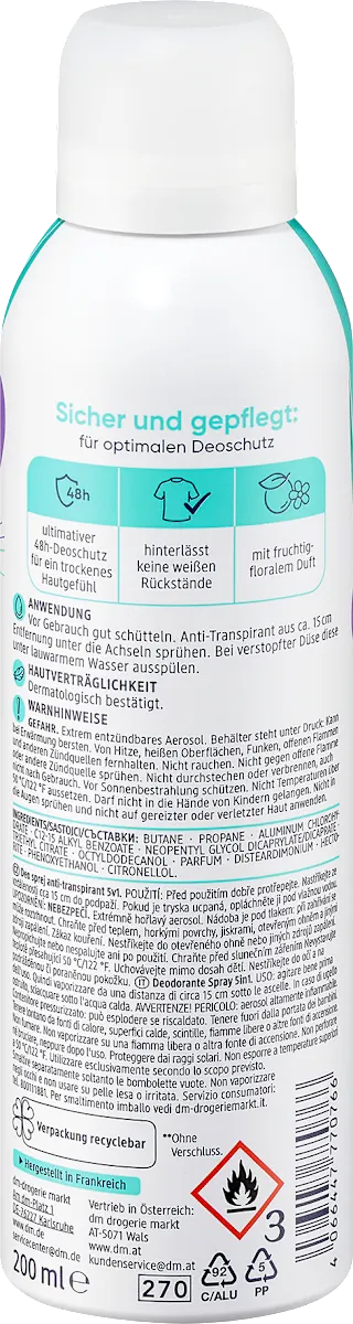 5-in-1 Protection Antiperspirant Spray for Comprehensive and Reliable Defense by Balea - 200 ml