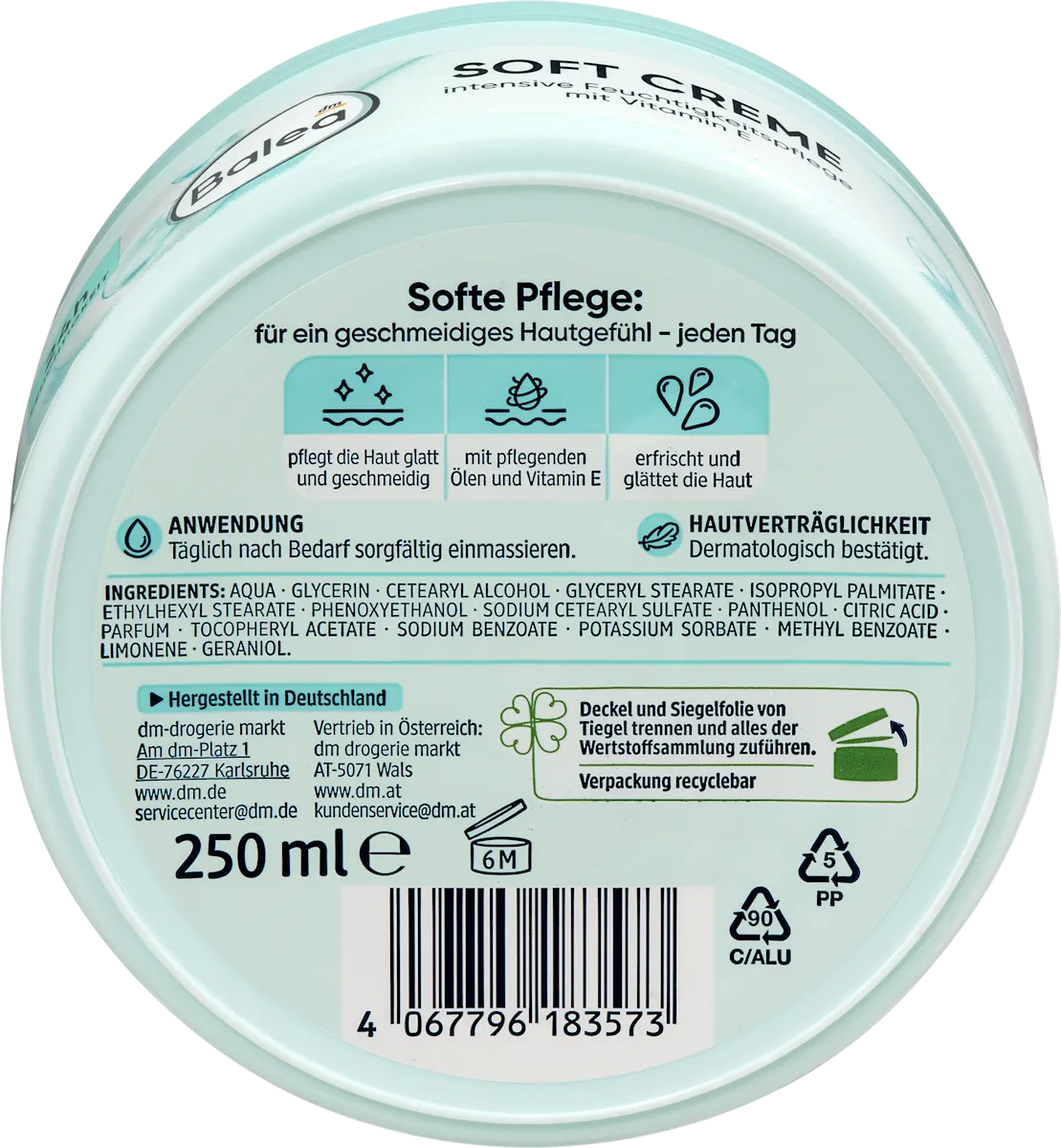 Balea Moisturizing and Softening Cream, 250 ml