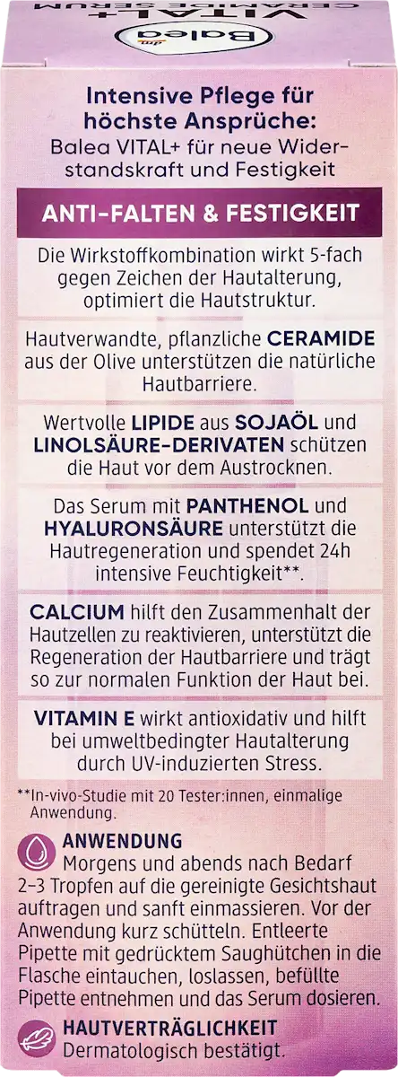 Vital Intensive Repair Serum with Ceramide to Strengthen and Protect Skin by Balea - 30 ml