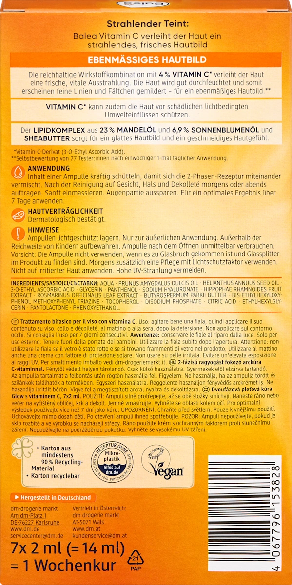 Balea Vitamin C Face Radiance Ampoules 6x1