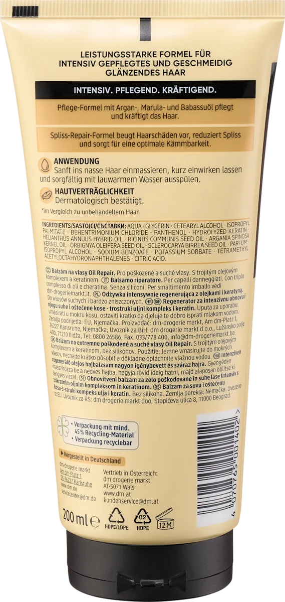 Intensive Hair Repair Conditioner with Oils by Balea - 200 ml